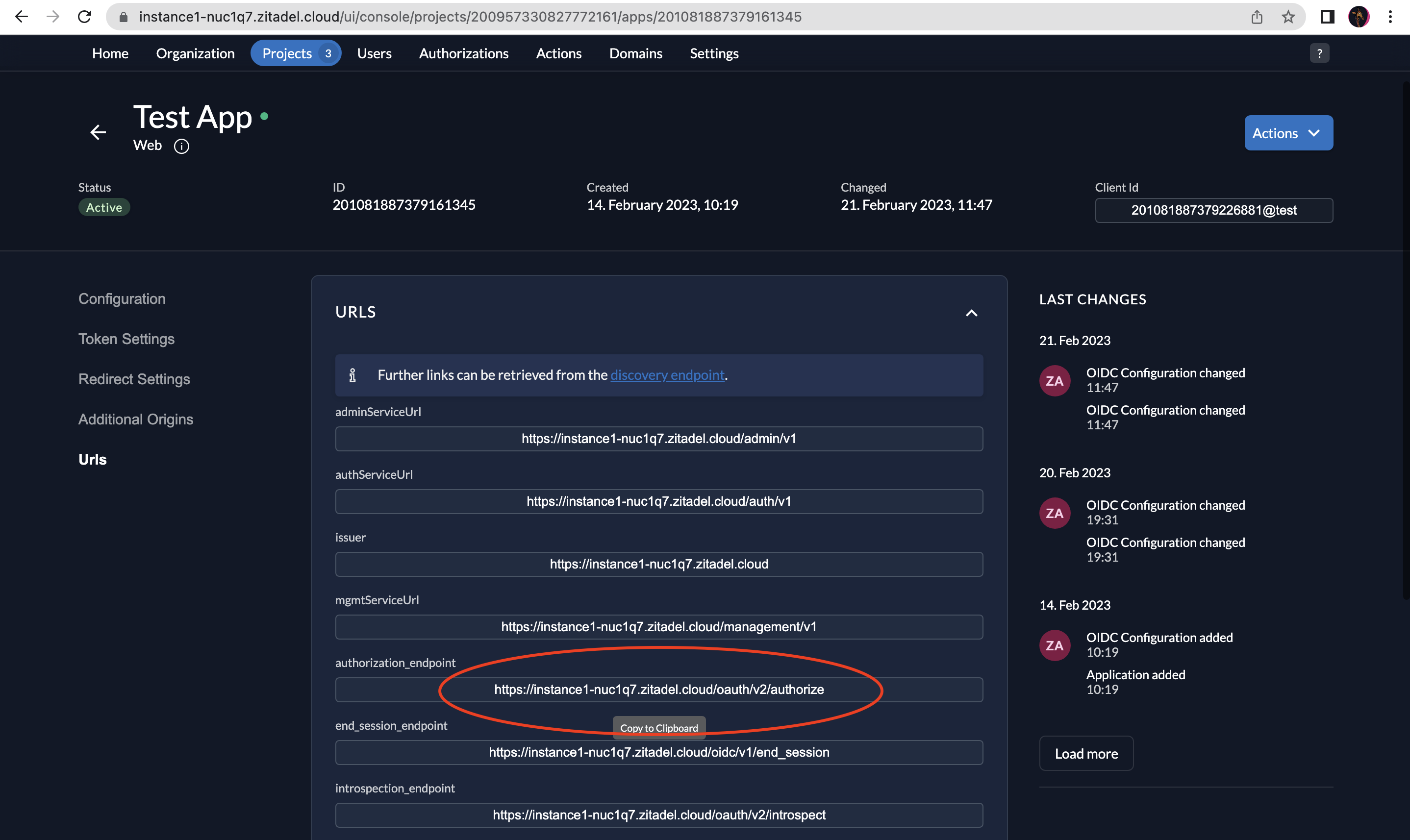Create a Web Application in ZITADEL.