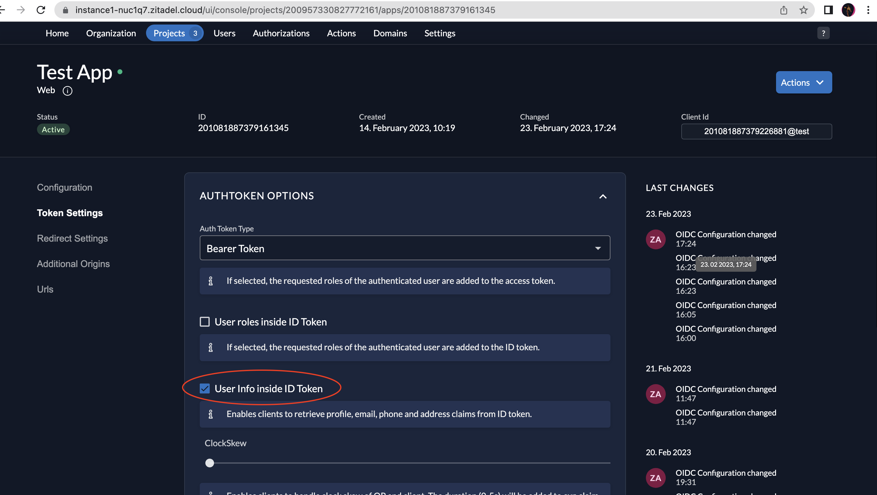 Create a Web Application in ZITADEL.