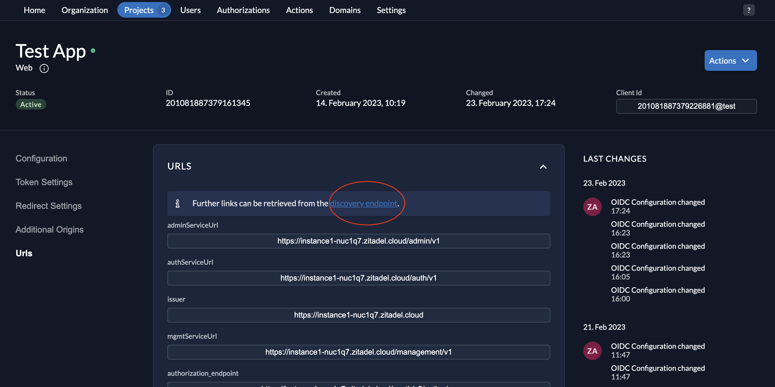Create a Web Application in ZITADEL.